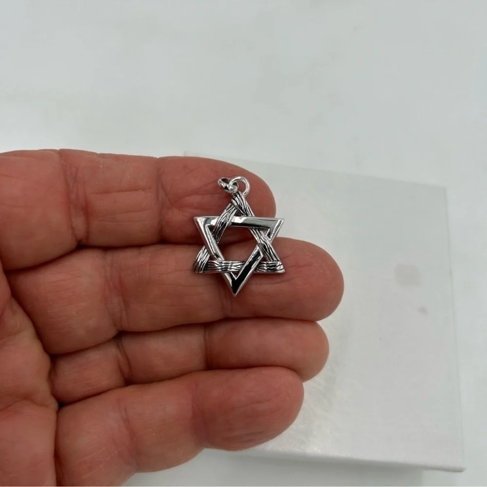 Men’s Effy Star of David Sterling silver pennant only.